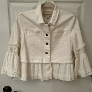 Anthropologie Pilcro & The Letterpress White Denim Jacket (XS)